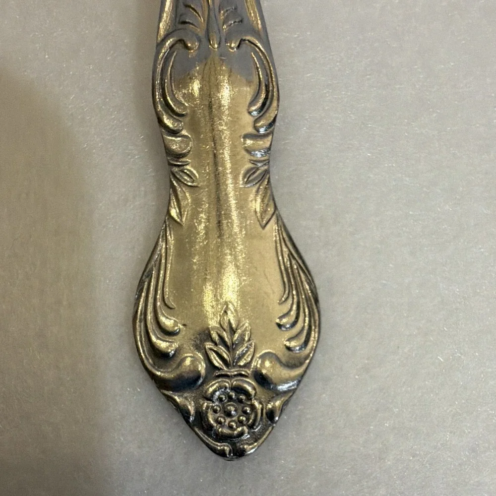 Embassy Classic VALMORRA Stainless Steel Spoon Floral Handle Glossy 7 1/2 in